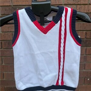 Sarah Louise England Sweater Boys Size 7 Years White Cricket Vest Cable Knit